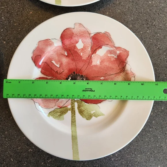 12 Royal Stafford Burlsem Red Poppy Flower Plates 6 Dinner & 6 salad. - Picture 4 of 6